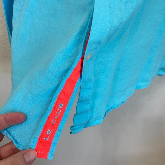 Le Club Peter 100% Linen Shirt - Aqua Size XL - Picture 7 of 9